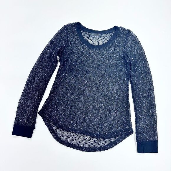 Sanctuary black and gold sheer long sleeve top L - Picture 1 of 10